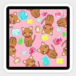 Cute Cats And Cristals Kids Pattern Seamless Sticker